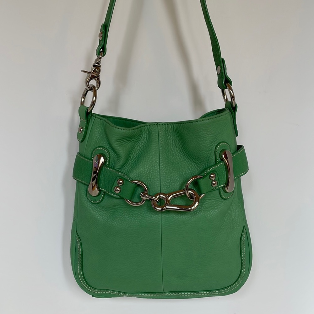 B. Makowsky Crossbody in Apple Green Pebbled Leather